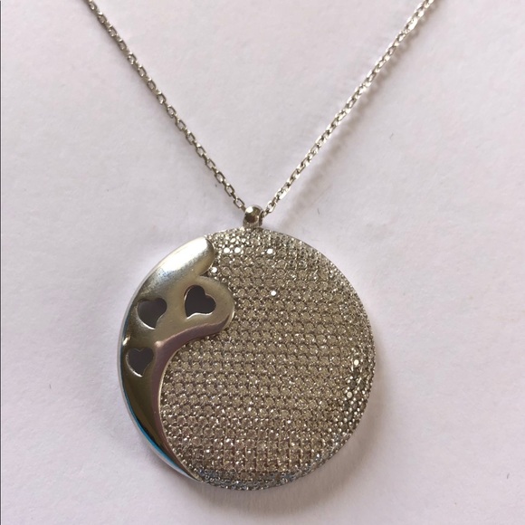 Jewelry - 925 Silver heart hearts cz cubic zirconia stones necklace